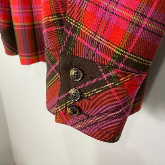 MR TURK Plaid Blazer Red Black Lapel Sport Coat 38 - Picture 9 of 14